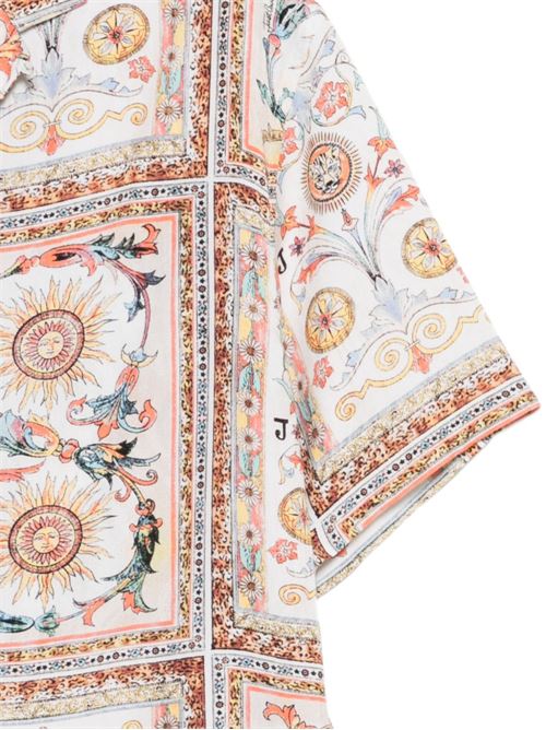 Camicia uomo Just Cavalli marrone a manica corta con stampa JUST CAVALLI | 80OALF01CNF05R85